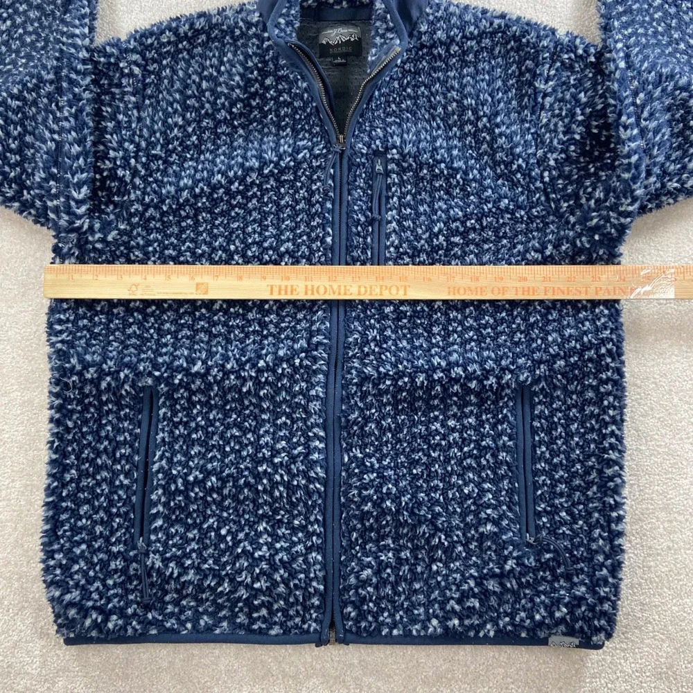 J.Crew Nordic Fleece Jacket Mens Large Blue Sherpa Full Zip Mock Neck